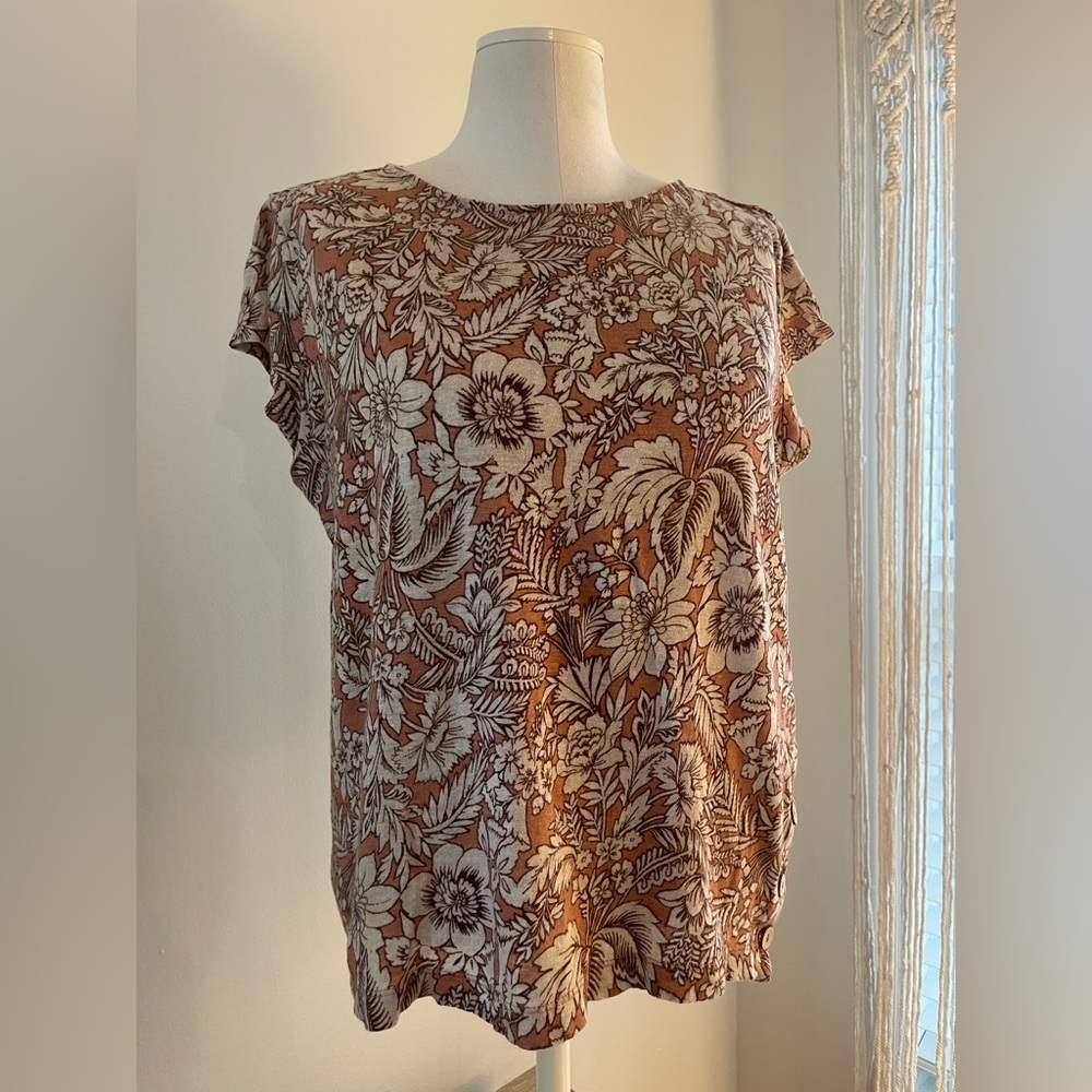 Rachel Zoe Linen Boho Coastal Cottage-Core Vacation Top | Size L